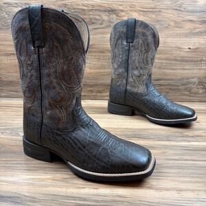 Ariat Steadfast Men 10EE Wide Square Toe 11" Elephant Print Boots 10046977 Brown